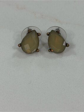 Faceted Olive Teardrop Stud Earrings